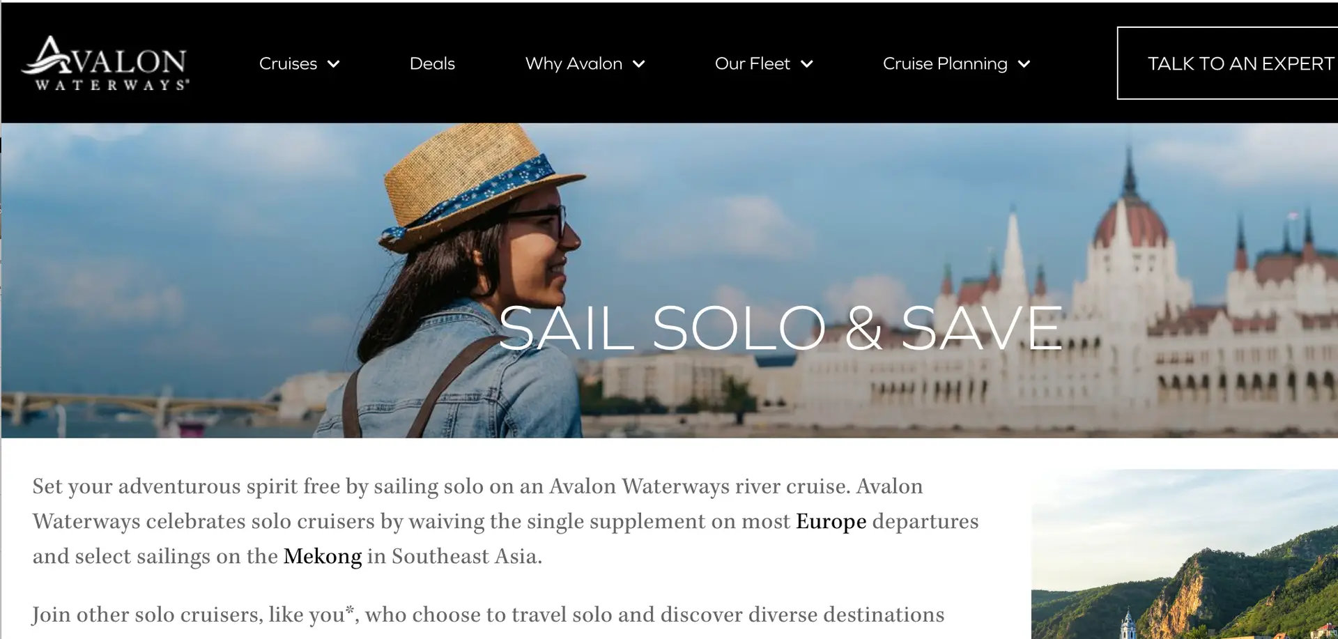 Solo cruising deals with Avalon Waterways